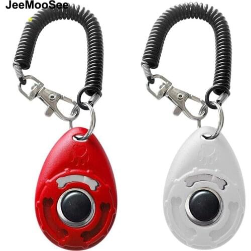1PC Pet Cat Dog Training Clicker Plastic New Dogs Click Trainer Aid Adjustable Wrist Strap Sound Key 4 Colors