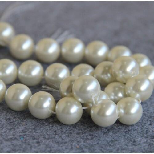 14mm fashion White Shell glass Loose beads jewelry delicate 15inch 2pc/lot women Suitable Making for necklaces and bracelets