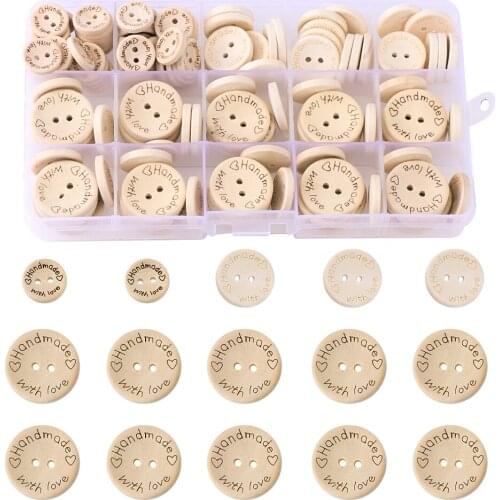 150Pcs/box Natural Color Wooden Buttons For Wedding Clothing Decoration DIY Crafts Scrapbooking Sewing Handmade Accessories