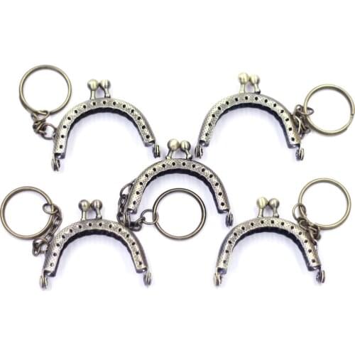 25Pcs Bronze Tone Alloy Carved Frame Kiss Clasp Lock Key Ring Handle Purse Bags Accessories 5cm