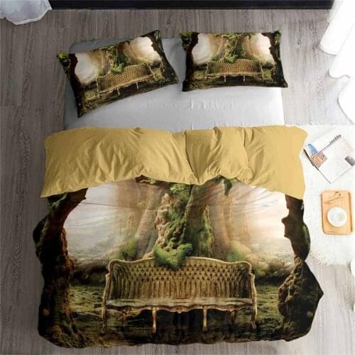 HELENGILI 3D Bedding Set Forest dreamland Print Duvet cover set lifelike bedclothes with pillowcase bed set home Textiles #2-04