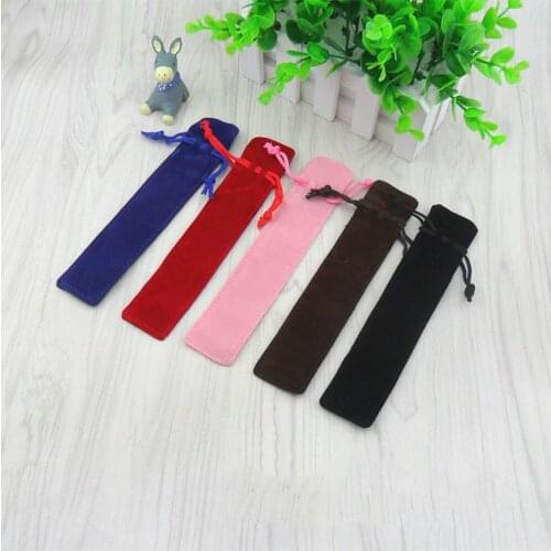 5 Pcs/lot Velvet Pen Pouch Holder Single Pencil Bag Pen Case With Rope For Rollerball /Fountain/Ballpoint Pen