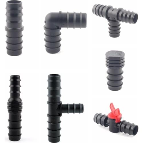 5pcs 25mm PE Irrigation Pipe Connector Micro Irrigation Hose Connectors Gardening Water Connectors Tube Tee Elbow Valve Joints