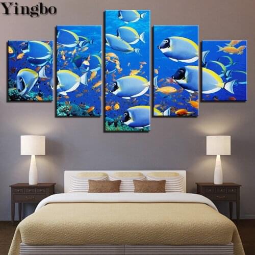 5d diy diamond embroidery 5 Piece Underwater World Fishs Landscape diamond painting full square round drill mosaic decor