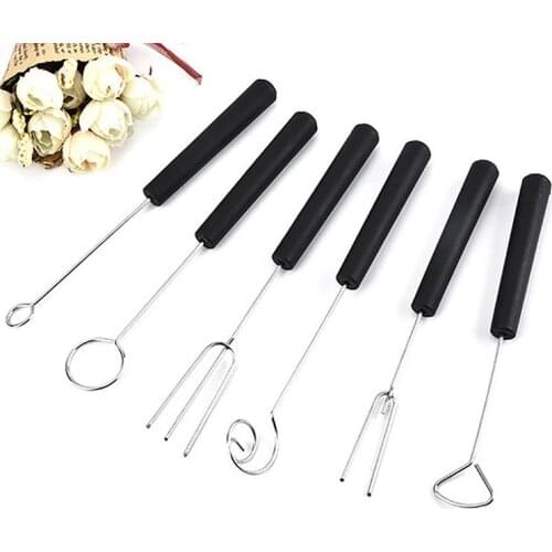 6Pcs/Set Chocolate Dipping Tool Stainless Steel Fork DIY Candy Caker Fruit Fondue Decorating Supplies