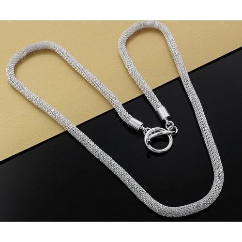925 Sterling Silver Necklaces Jewelry 20 Inches mesh Net Fashion necklaces for women Christmas Gifts