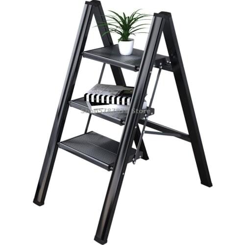 Household Multifunctional Ladder Folding And Thickening Aluminum Alloy Miter Ladder Indoor Flower Rack Three Step Light Stair Cl