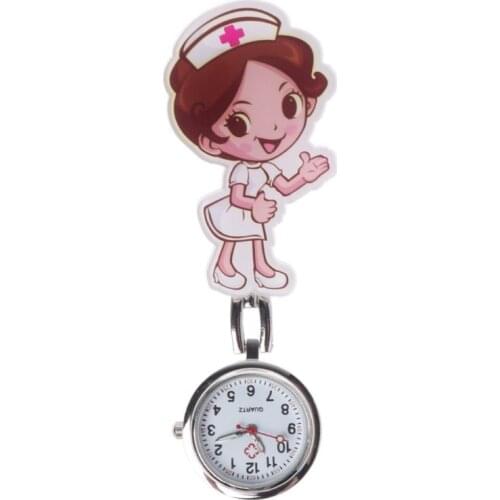 Nurse Watch Acrylic Quartz Cartoon Chest Hang Clip Pendant Jewelry Charm Women Girls Doctor Pocket Watch Portable Hospital