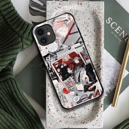 Jujutsu Kaisen Aesthetic Collage Glass Silicone Phone Case FOR IPhone SE 7 8 X XR XS 11 12 Mini Pro Max Sumsung Cover Shell