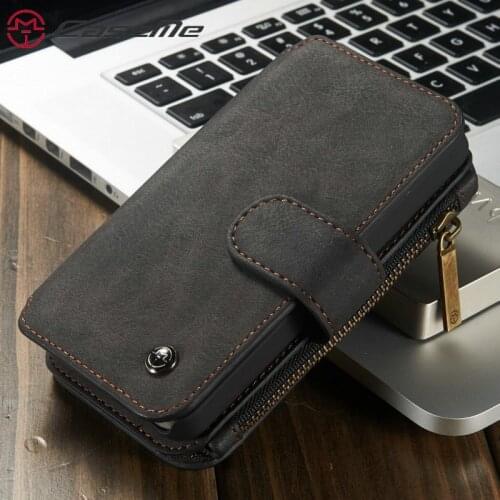 CaseMe For iPhone SE 5S 5 Wallet Case with Detachable Slim TPU PC Case,Luxury Handmade,TRIFOLD Leather Cover For iPhone 5 Wallet