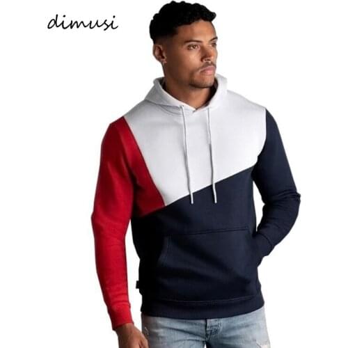 DIMUSI New Mens Hoodies Sweatshirt Male Streetwear Hip Hop Hoodies Man Patchwork Hoody Pullover Tracksuit Sweatshirts Clothing