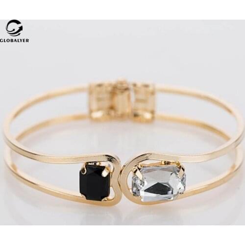 Explosion hollow two crystal Korean style elegant fashion bracelet Ladies birthday gift Free shipping Ladies jewelry 107