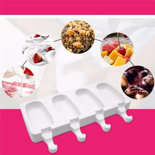 Home Diy Frozen Ice Cream Mold 4 Cell Maker Ice Lolly Pop Mould Juice Popsicle Silicone