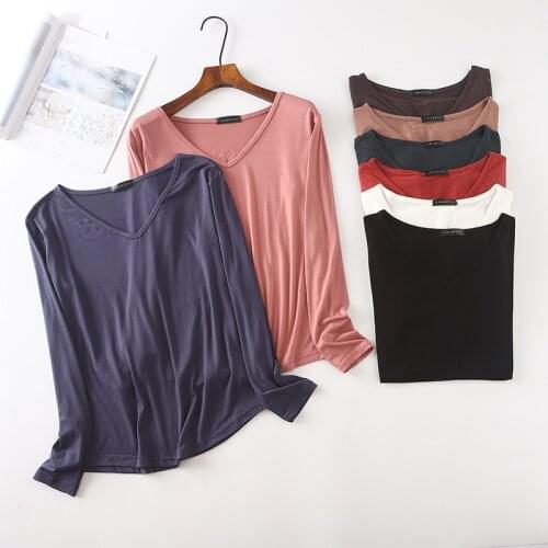 Women Stretch Cotton T Shirt New Spring Autumn Long Sleeve Top Tee Shirts Korea Casual Tshirt Slim Fit Ladies T-shirt Plus Size