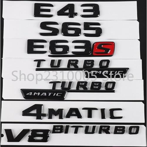Glossy Black Letters Emblem Emblems Fender Trunk Badges for Mercedes Benz W205 C43 W213 E43 GLC43 GLE43 AMG BITURBO 4MATIC 2017