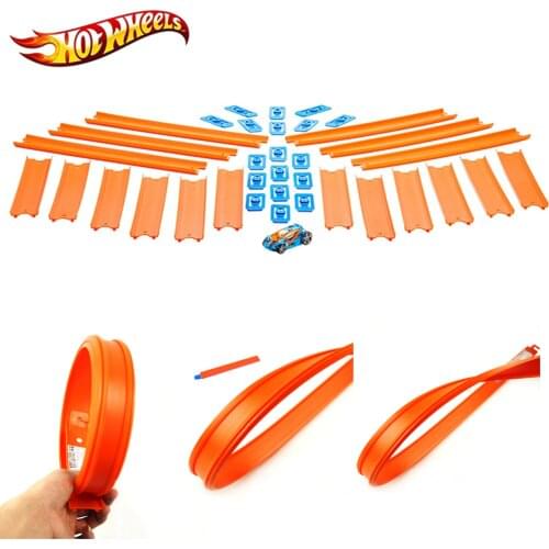 Hot Wheels Track Builder Straight Track with Car BHT77 Toy Set Connect Other Hotwheels Track Accessory 18pcs For Gift Mattel Car