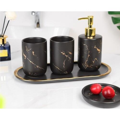 Nordic ceramic sanitary gargle cup hand sanitizer bottle aroma soap dish lotion bottle shower accessories