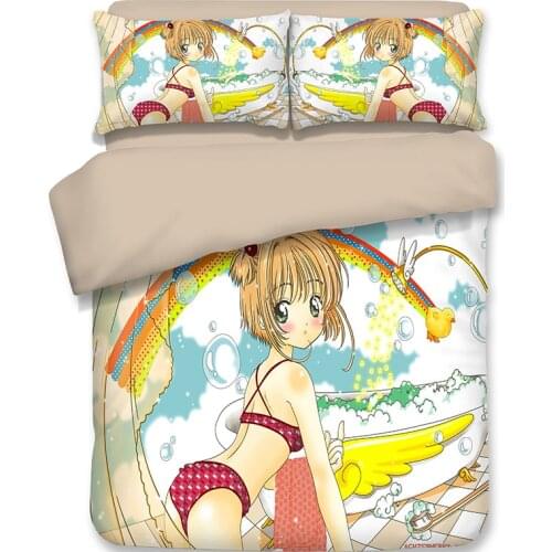 3D Anime Cardcaptor Sakura Print Bedding Set Duvet Covers Pillowcases NEW Comforter Bedding Sets Bedclothes Bed Linen 10