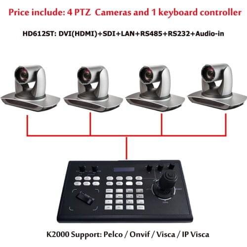 4D Joystick Keyboard Controller with RS485 RS232 ONVIF PTZ Broadcasting Camera 12x Optical Zoom for Blackmagic Design