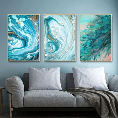 Creative Scandinavian Abstract Seawater Canvas Painting Wall Restaurant Living Room Bedroom Simple Decoration Hanging Painting