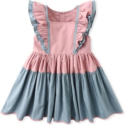 Summer childrens clothes lotus leaf sleeve girls dress New Baby Clothing Small Flying Sleeves oso feliz