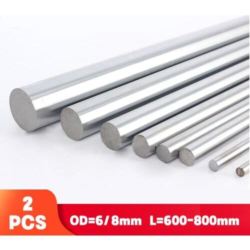 2PC 6mm 8mm OD Linear Shaft Length 600-800mm 3d printer parts Cylinder Chrome Plated Liner Rods axis Linear shaft round rod