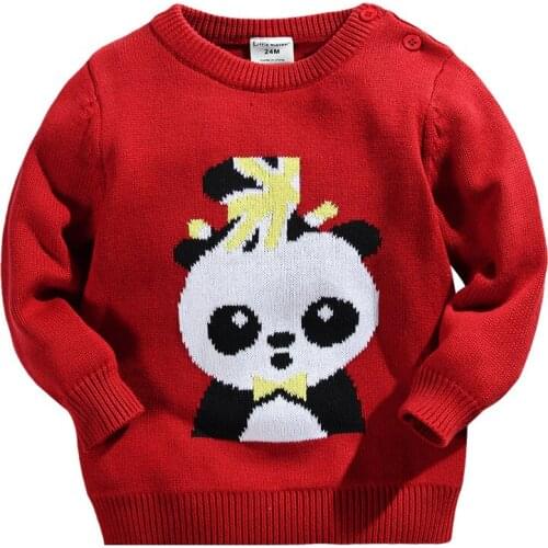 Little Maven New Autumn Spring Children Long- sleeved O-neck Quality Panda Knitted Girls Boys Embroidery Casual Cotton Sweaters