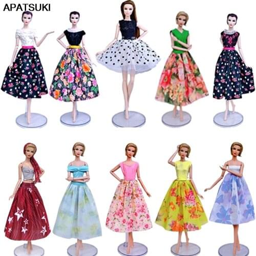 Fashion Doll Clothes For Barbie Doll Dresses Outfits Party Gown Top & Floral Midi Skirt 1/6 Dolls Accessories Kids Toy Gift