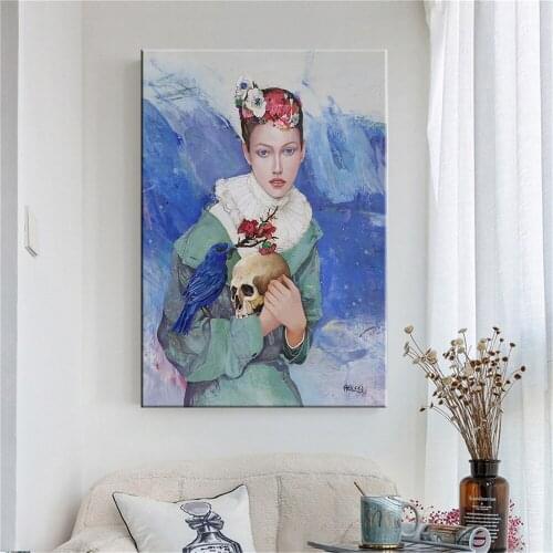 Fashion Flower Butterfly Girl Minimalist Wall Art Canvas Painting Nordic Posters Prints Wall Pictures For Living Room Decoration