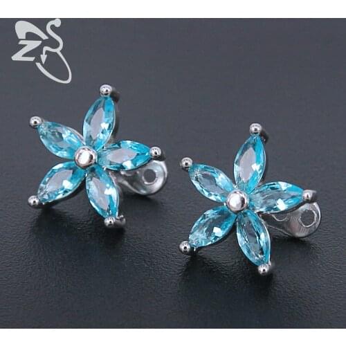 Trendy Flower Cubic Zirconia Dermal Anchor Stainless Steel Colorful Crystal Dermal Skin Diver Internally Threaded Piercing