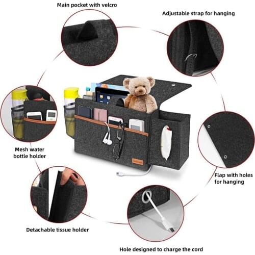 Multi-Pocket Hanging Bag Bedside Storage Organizer,Holder Organize Tissue ,Mobile Phone, Charger for Bedroom ,College Dorm