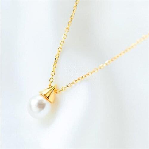 New Creative Temperament Natural Pearl Fashion 925 Sterling Silver Jewelry Small Bulb Shell Beads Clavicle Chain Necklaces N159