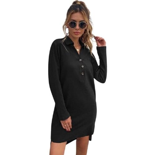2021 High-Quality Autumn New Solid Color Single-Breasted Lapel Long-Sleeved Loose European And American Dress Women