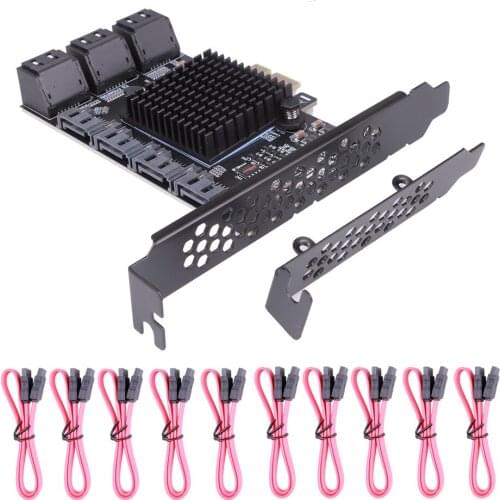 New Arrival SATA PCIE X 4 Adapter 10 Ports PCIE To SATA 3.0 6Gbps Interface Rate Riser Expansion Card For Desktop PC Computer