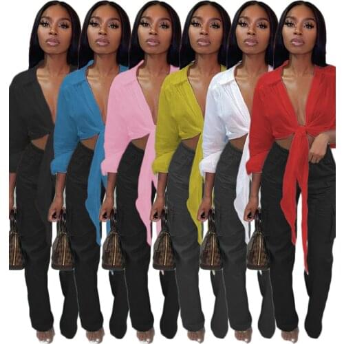 Solid Tie Up Streetwear Cropped Blouse Tops Women Sexy Turn Down Collar Long Sleeve Shirts Autumn Winter Female Plus Size Blouse