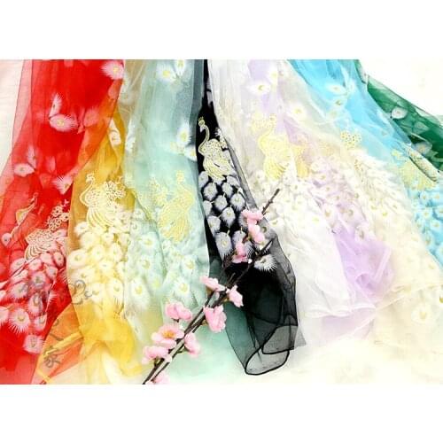 Peacock flock printing bronzing gauze mesh yarn DIY costume decoration lace fabric dress clothes accessories