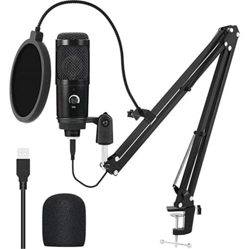 Professional USB Microphone Kit 192KHZ 24Bit Studio Cardioid Podcast Condenser Mic Sound Filter For Youtuber Gaming Recording