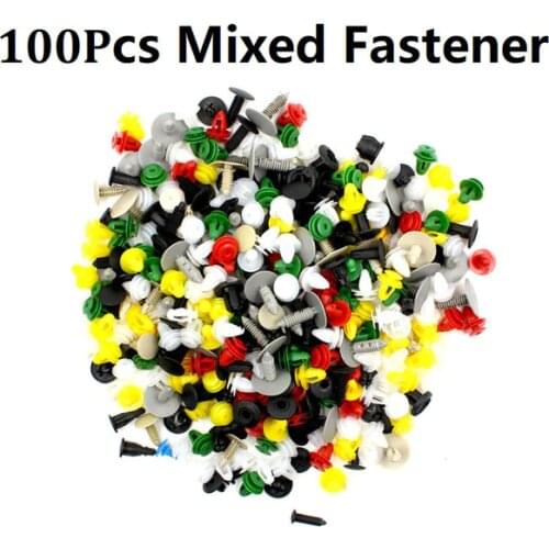Clear inventory 100PCS Mixed Fastener Clips Car Bumper Fender Door Trunk Screw Plastic Retainer Rivets