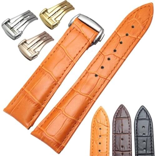 Soft Genuine Leather 20mm 22mm Watch Band Strap For OME Watch Accessories Black Brown Orange Watches Bracelet Belt Watchbands