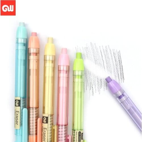 Rubber Pen Single/6pcs Set Art Set Rubber Retractable Stationery Press-type Rubber Pen For School Supplies In 6Colors