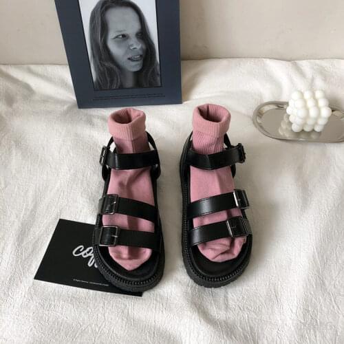 Gladiator Platform Womens Sandals 2021 Summer Fashion Women Chunky Beach Sandal Doule Buckle Comfortable Sandalias Mujer