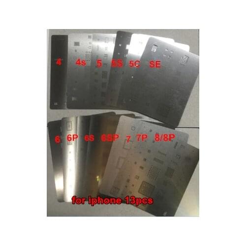 13pcs/lot BGA reballing Solder template stencil BGA IC Chipset for iphone 8 8plus 7 7plus 6s 6splus 6 6plus SE 5s 5c 5 4s 4