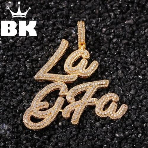 THE BLING KING Custom Lagfa Necklace Hip Hop Full Iced Out Cubic Zirconia gold sliver CZ Stone