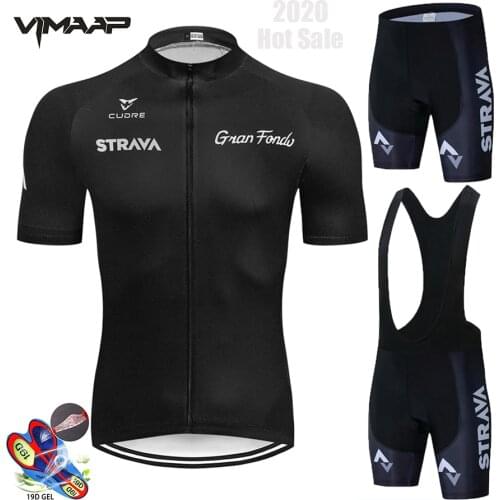 2021 STRAVA Black Cycling Jersey 19D Bib Set MTB Uniform Bike Clothing Quick Dry Bicycle Wear Clothes Mens Short Maillot Culotte