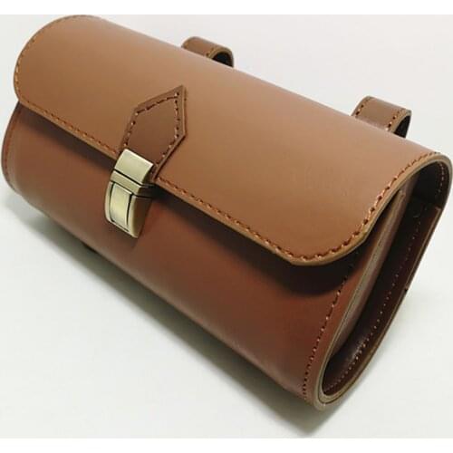 Bicycle Bag Brown Black Motorcycle Saddlebags PU Leather Motorbike Side Tool Pouch Tail Luggage Moto Universal Bike Pannier
