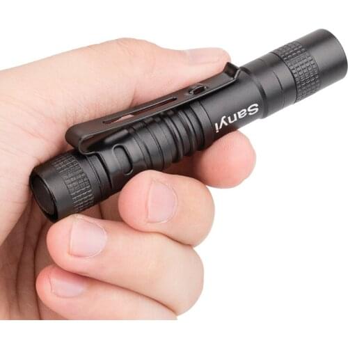 Sanyi LED Mini Flashlight Zoomable Focus Torch Pen Light Inspection Lamp Pocket Clip Penlight Car Maintenance Working Light AAA