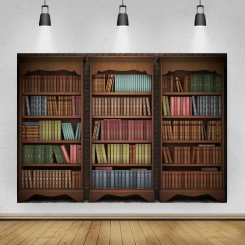 Vintage Bookcase Filled with Books Portrait Photography Background Indoor Decoration Vinyl Backdrop Photocall Studio Props