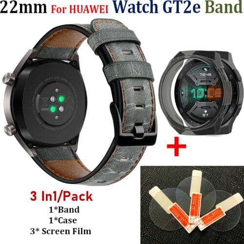 Frame Protectors Case Cover for Huawei watch GT2e Watch Leather 22mm Band Strap for Huawei watch GT 2e Screen Protective film