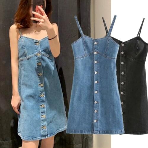 Dave&Di Summer Ins Fashion Blogger Vintage Single Breasted Denim Mini Dress Women Vestidos De Fiesta De Noche Vestidos