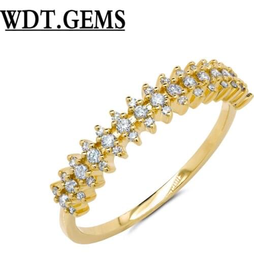 0.27ct 10k Yellow Gold Natural Round Cut Diamond Three Row Tiara Band Ring